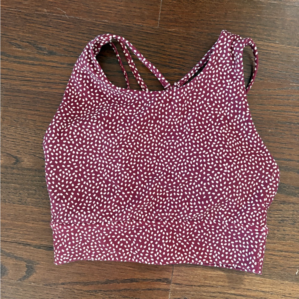 BuffBunny Burgundy Dot Double-Strap Crop Sports Bra